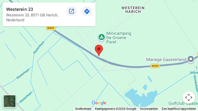 Kaart met de locatie van Dierenpension Immermoed aan Westerein 23 in Harich